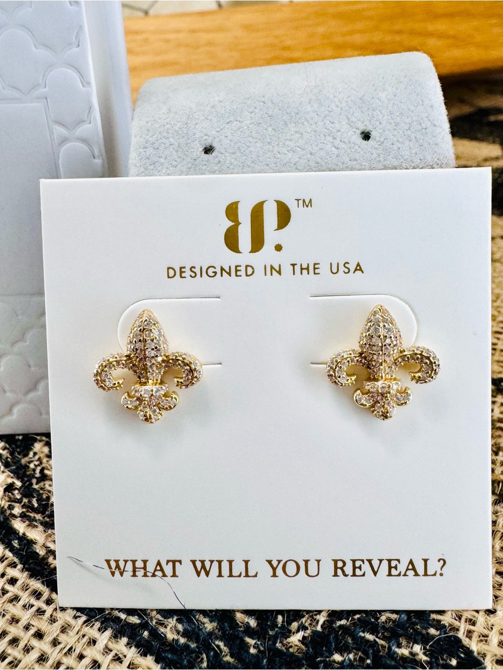 BP Sterling Club VERMEIL Fleur De Lis Stud Earrings